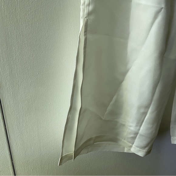 NWT Silk Maison White Slit Bell-bottom 100% Silk Pants - Size Large - Picture 5 of 11